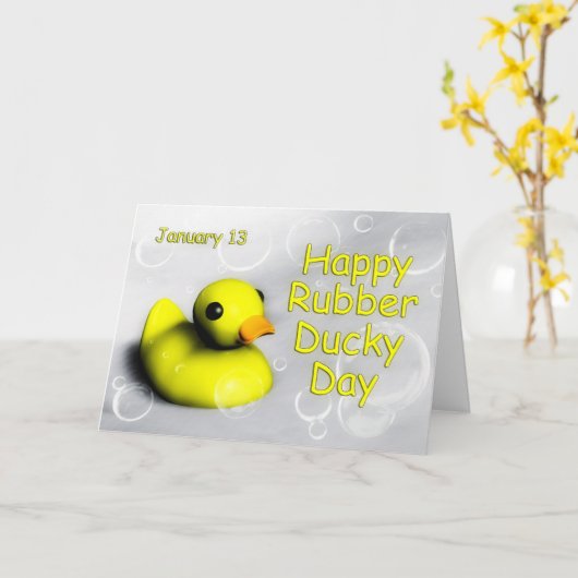 Rubber Ducky Day Kaart ~ 13 januari (Gele Bloem)