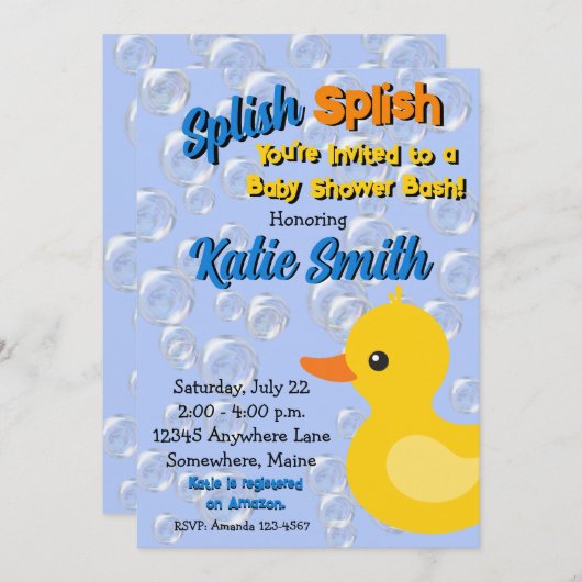 Rubber Ducky Duck Bad Baby Douche Uitnodigingen (Voorkant / Achterkant)