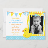 Rubber Ducky Duck Foto Birthday Party Invitations Kaart (Voorkant)
