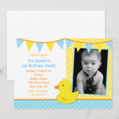Rubber Ducky Duck Foto Birthday Party Invitations Kaart (Voorkant / Achterkant)