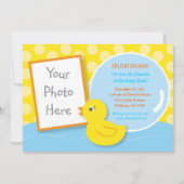 Rubber Ducky Duck Photo Birthday Invitations Kaart (Voorkant)