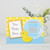 Rubber Ducky Duck Photo Birthday Invitations Kaart (Staand voorkant)