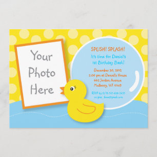 Rubber Ducky Duck Photo Birthday Invitations Kaart