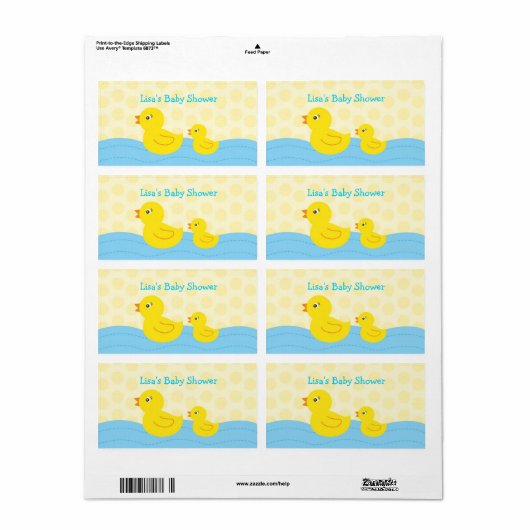 Rubber Ducky Duck Waterfles Stickers Labels (Full Sheet)