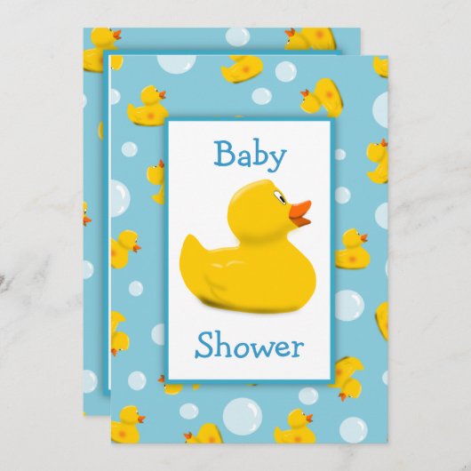 Rubber Ducky en Bubbles Theme Baby shower Kaart (Voorkant / Achterkant)
