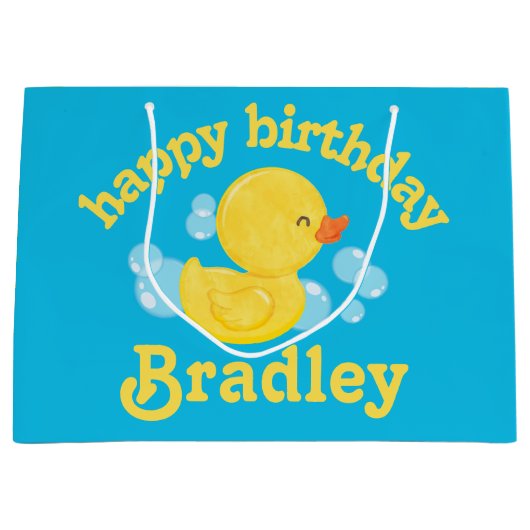Rubber Ducky Gepersonaliseerde Verjaardag Groot Cadeauzakje (Voorkant)