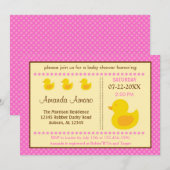 Rubber Ducky Girl Baby shower Invitation Kaart (Voorkant / Achterkant)