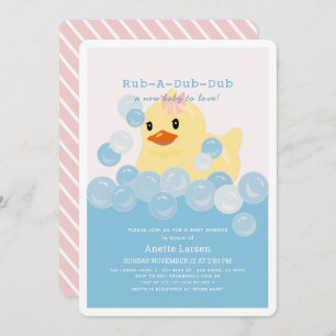 Rubber Ducky Girl Pink Baby shower Kaart