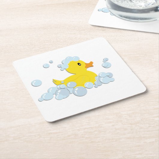 Rubber Ducky in bubbels Kartonnen Onderzetters (Schuin)