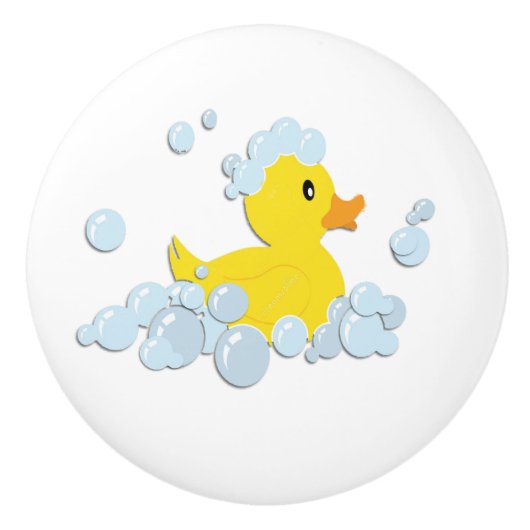 Rubber Ducky in bubbels Keramische Knop (Voorkant)