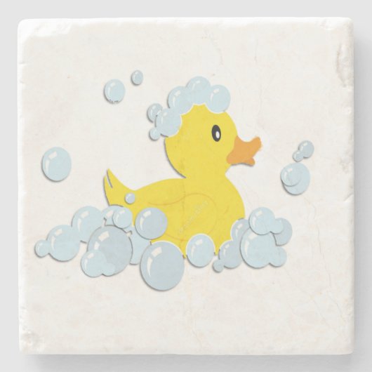 Rubber Ducky in bubbels Stenen Onderzetter (Voorkant)
