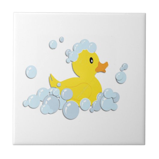 Rubber Ducky in bubbels Tegeltje (Voorkant)