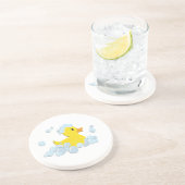 Rubber Ducky in bubbels Zandsteen Onderzetter (Zijkant)
