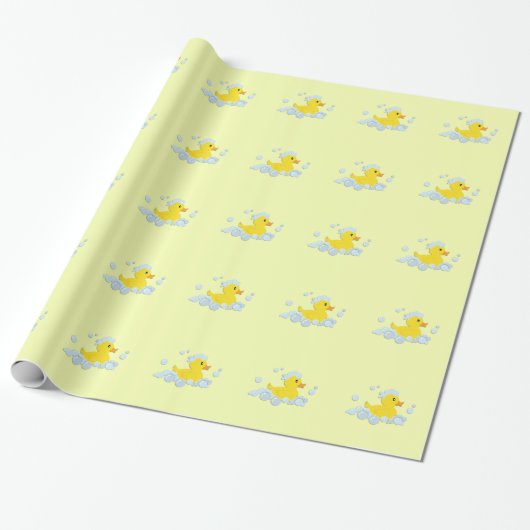 Rubber Ducky in Bubbles Baby shower Cadeaupapier (Uitgerold)