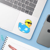 Rubber Ducky in Hawaïaans Shirt Aloha Sticker (Laptop met iPhone)