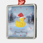 Rubber Ducky in zijn Kerstmannenhoed Metalen Ornament (Links)