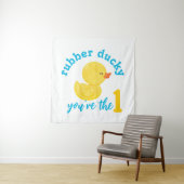 Rubber Ducky Je bent de Een 1e Verjaardag Achtergr Wandkleed (In situ)