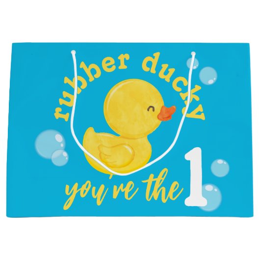 Rubber Ducky Je bent de Een 1e Verjaardag Groot Cadeauzakje (Voorkant)
