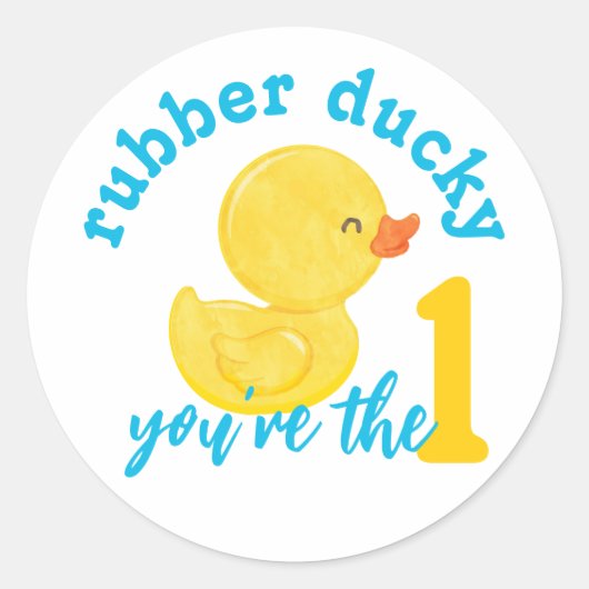 Rubber Ducky Je bent de Een 1e Verjaardag Stickers (Voorkant)