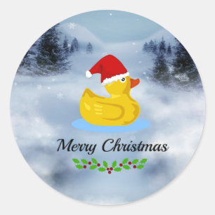 Rubber Ducky-kerstgroeten Ronde Sticker