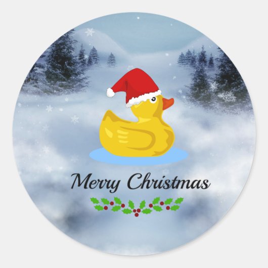 Rubber Ducky-kerstgroeten Ronde Sticker (Voorkant)