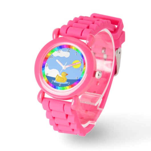 Rubber Ducky, kleurrijk leuk design Horloge (Hoek)