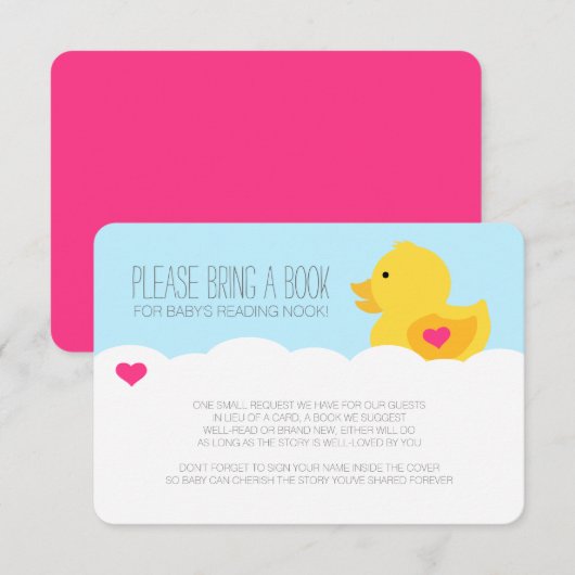 Rubber Ducky Meisje Baby shower Behuizing Informatiekaartje (Voorkant / Achterkant)