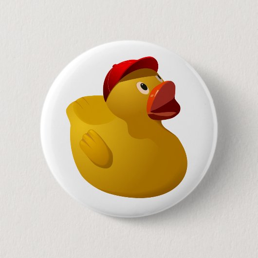 Rubber Ducky met honkbalhoed - pin Ronde Button 5,7 Cm (Voorkant)