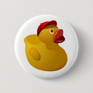 Rubber Ducky met honkbalhoed - pin Ronde Button 5,7 Cm
