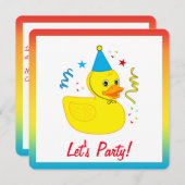 Rubber Ducky met Pet Birthday Party Kaart (Voorkant / Achterkant)