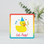 Rubber Ducky met Pet Birthday Party Kaart (Staand voorkant)