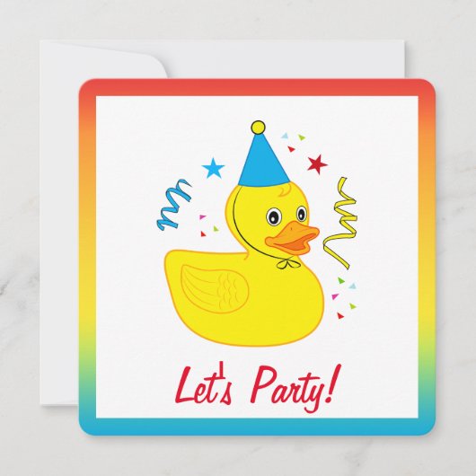 Rubber Ducky met Pet Birthday Party Kaart (Voorkant)
