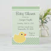 Rubber Ducky Mint Baby Shower Invitations Kaart (Staand voorkant)