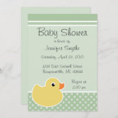 Rubber Ducky Mint Baby Shower Invitations Kaart (Voorkant / Achterkant)