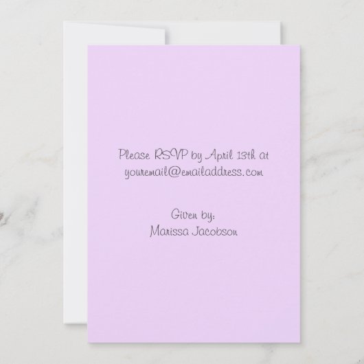 Rubber Ducky Paarse Baby Shower Invitaties Kaart (Achterkant)