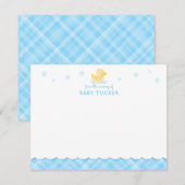 Rubber Ducky Preppy Blue Plaid Note Kaart Notitiekaartje (Voorkant / Achterkant)