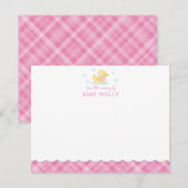 Rubber Ducky Preppy Roze Plaid Baby Note Kaart Notitiekaartje (Voorkant / Achterkant)