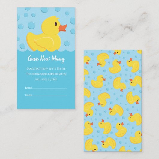 Rubber Ducky Raad hoeveel Baby shower er gaat spel Informatiekaartje (Voorkant / Achterkant)
