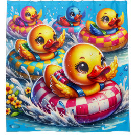 Rubber Ducky Racing Fun Douchegordijn