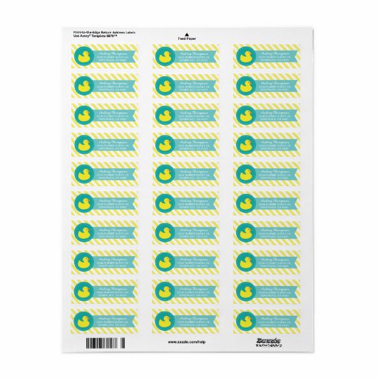 Rubber Ducky Return Address Labels (Full Sheet)