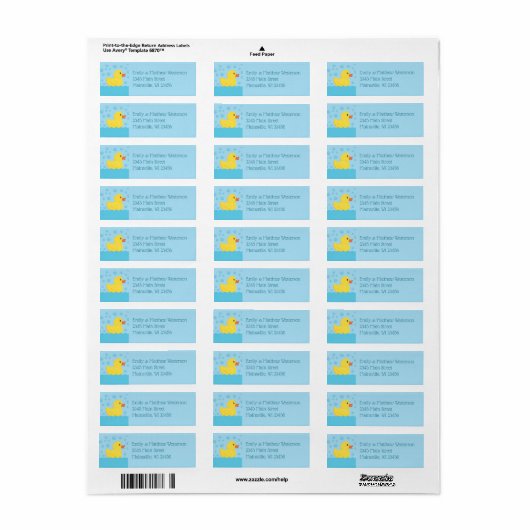 Rubber Ducky Return Address Sticker Labels (Full Sheet)