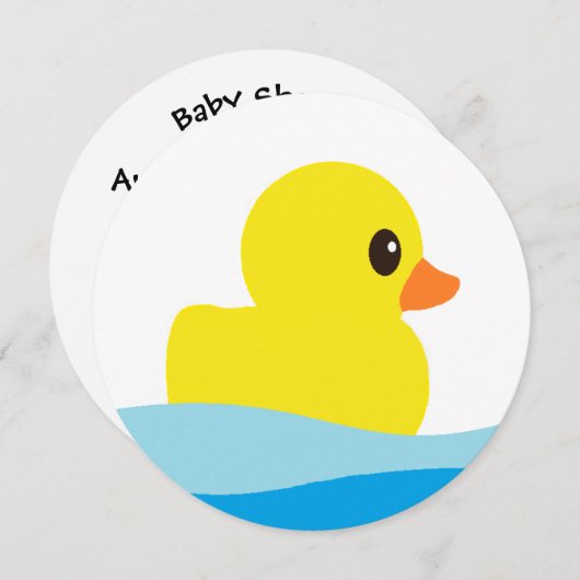 Rubber Ducky Ronde Uitnodigingen (Voorkant / Achterkant)