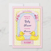 Rubber Ducky Roze Douche Uitnodiging (Voorkant)