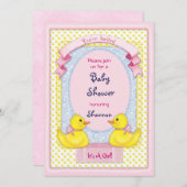 Rubber Ducky Roze Douche Uitnodiging (Voorkant / Achterkant)