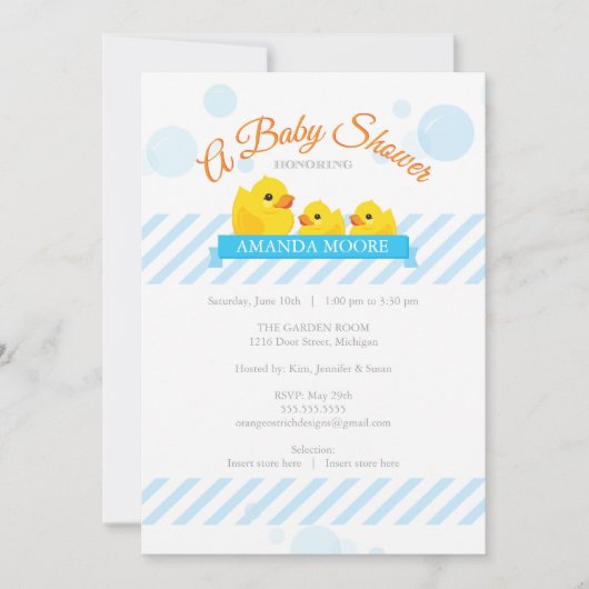Rubber Ducky | Uitnodiging uit Baby shower met twe (Voorkant)