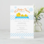 Rubber Ducky | Uitnodiging uit Baby shower met twe (Staand voorkant)