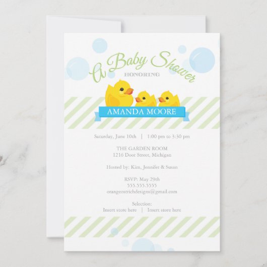Rubber Ducky | Uitnodiging uit Baby shower met twe (Voorkant)