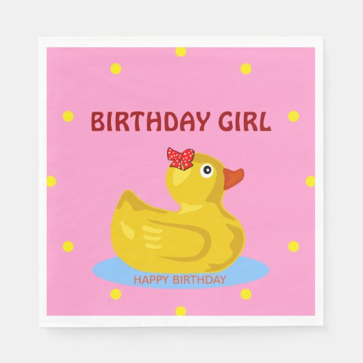 Rubber Ducky Verjaardagsmeisje Servet (Voorkant)