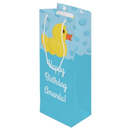 Rubber Ducky Wijn Cadeautas (Achterkant Gekanteld)