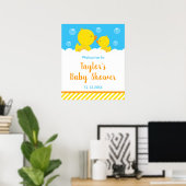Rubber Ducky Yellow and Blue Baby shower Welcome Poster (Thuiskantoor)